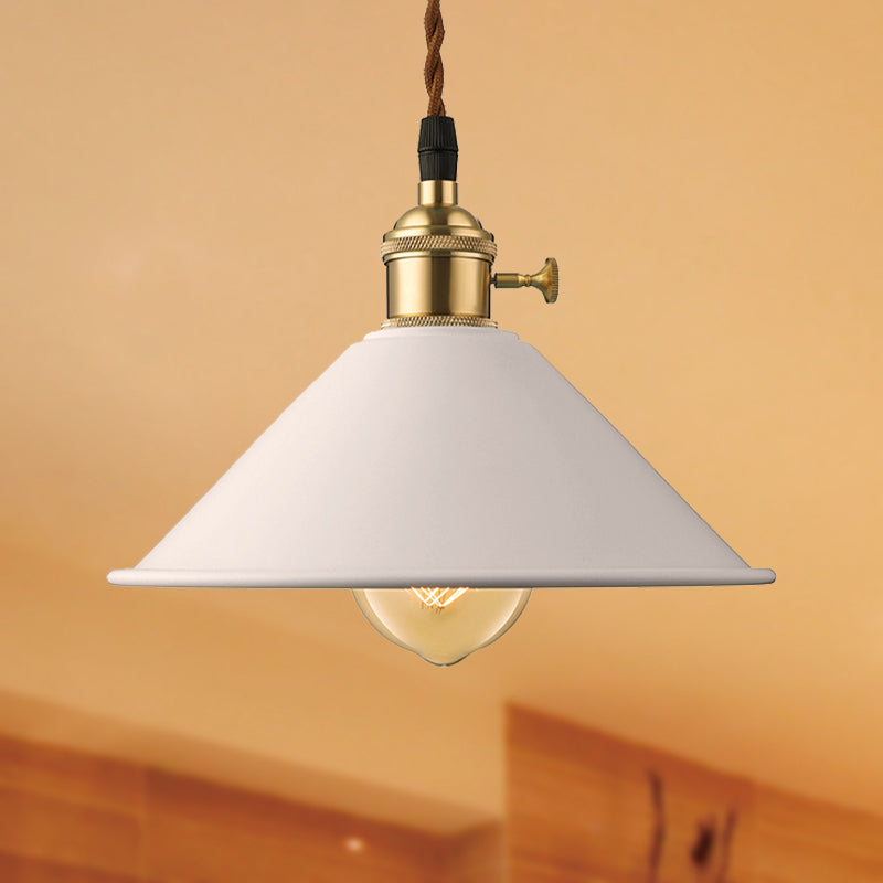 Industrial Style Metal Conic Shade Dining Room Ceiling Light Fixture - 1 Gray/White/Pink Pendant