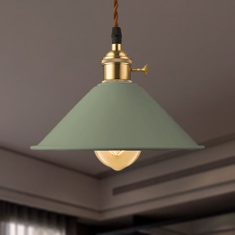 Industrial Style Metal Conic Shade Dining Room Ceiling Light Fixture - 1 Gray/White/Pink Pendant