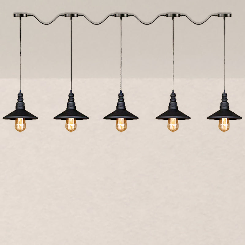 Vintage Industrial Black Iron Saucer Pendant Ceiling Light With 3/5 Bulbs And Wire Connection 5 /