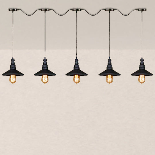 Vintage Industrial Black Iron Saucer Pendant Ceiling Light With 3/5 Bulbs And Wire Connection 5 /