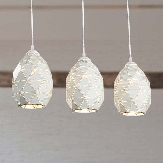 Modern White Geometric Metal Pendant Light - 3-Light Indoor Hanging Ceiling Fixture With