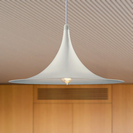 Contemporary Hanging Ceiling Light With Flared Shade - Metallic Pendant Lighting For Bedroom In