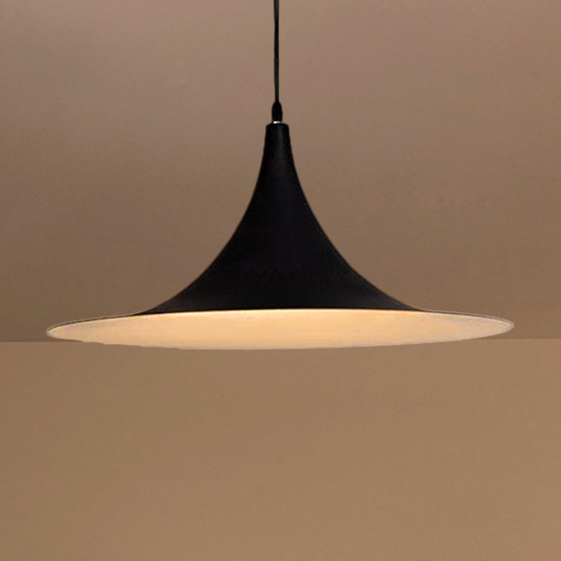 Contemporary Hanging Ceiling Light With Flared Shade - Metallic Pendant Lighting For Bedroom In