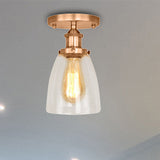 Semi Flush Mount Clear Glass Cone Industrial Ceiling Light Fixture With One Bulb In