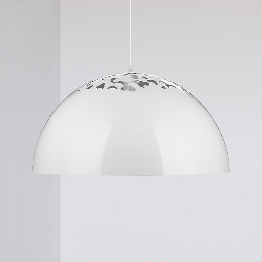 Industrial Domed Pendant Lighting 1-Light Metal Suspension Light 12’/16’ Dia Hollow Out Design