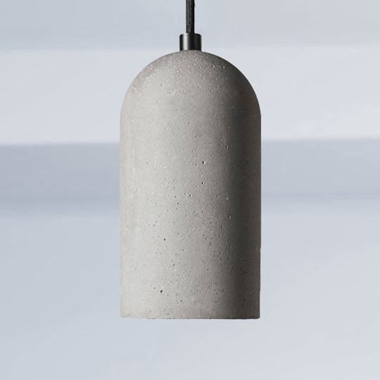 Antique Style Gray Cement Pendant Light With Cylinder Shade - Ideal For Living Room Grey