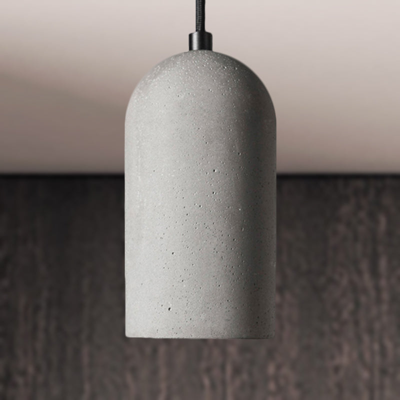 Antique Style Gray Cement Pendant Light With Cylinder Shade - Ideal For Living Room