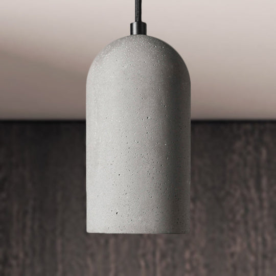 Antique Style Gray Cement Pendant Light With Cylinder Shade - Ideal For Living Room