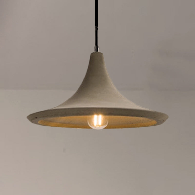 Vintage Style Grey Cement Pendant Lamp With Flared Shade For Restaurant Ceilings