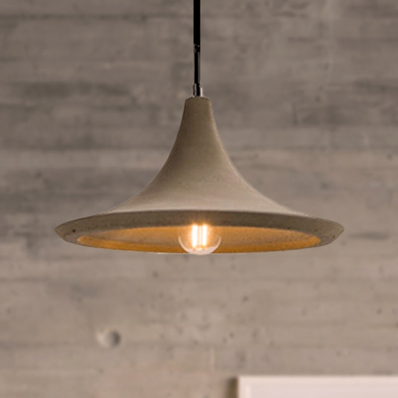 Vintage Style Grey Cement Pendant Lamp With Flared Shade For Restaurant Ceilings
