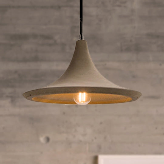 Vintage Style Grey Cement Pendant Lamp With Flared Shade For Restaurant Ceilings