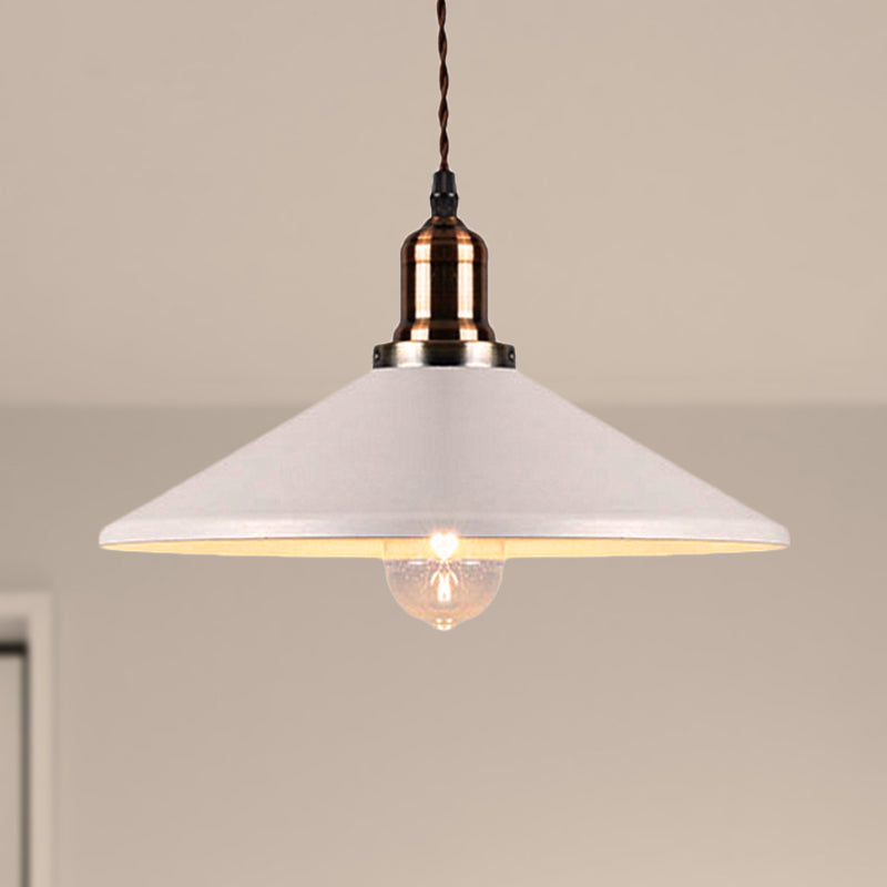 Stylish Metal Pendant Light With Cone/Saucer/Dome Shade - Loft Design In White Ideal For Restaurants