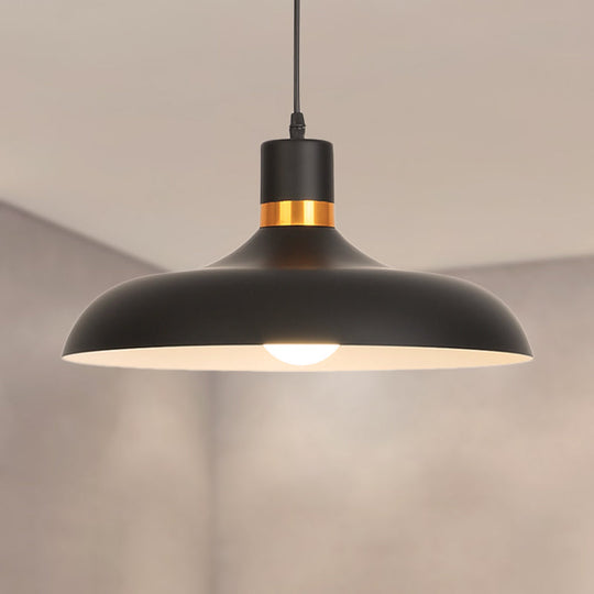 Aluminum Bowl Shade Pendant Light: Contemporary Ceiling Fixture For Living Room In Black/White
