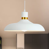 Aluminum Bowl Shade Pendant Light: Contemporary Ceiling Fixture For Living Room In Black/White White