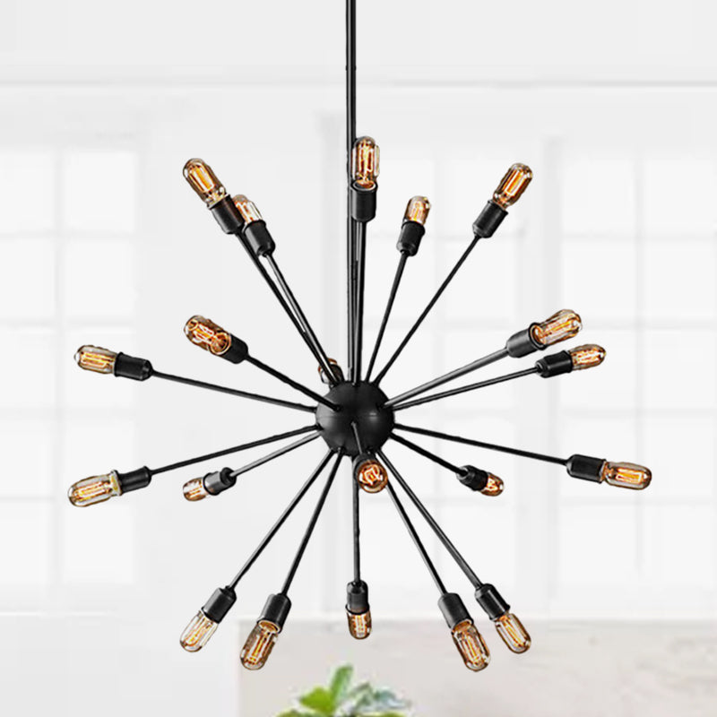 Retro Industrial Black Metal Chandelier Pendant - 9/12 Lights Dining Room Lighting