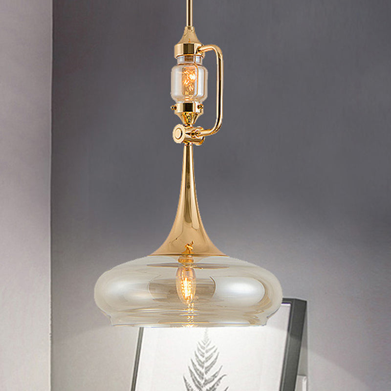 Modern Clear Glass Trumpet Ceiling Pendant Lamp For Living Room With Single Bulb