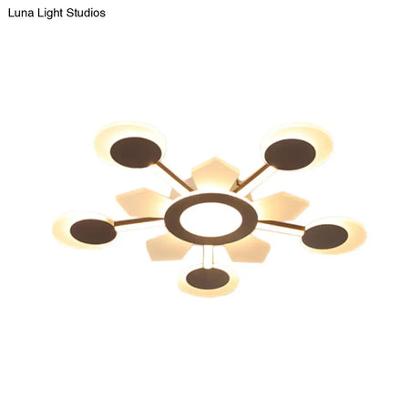 25’/31.5’ W Coffee Floral Flush Led Ceiling Light - Modernist Acrylic Flushmount Super Thin