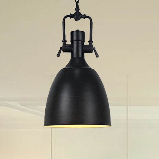Domed Metallic Ceiling Pendant - 11’/14.5’ Width Industrial 1 Head Black