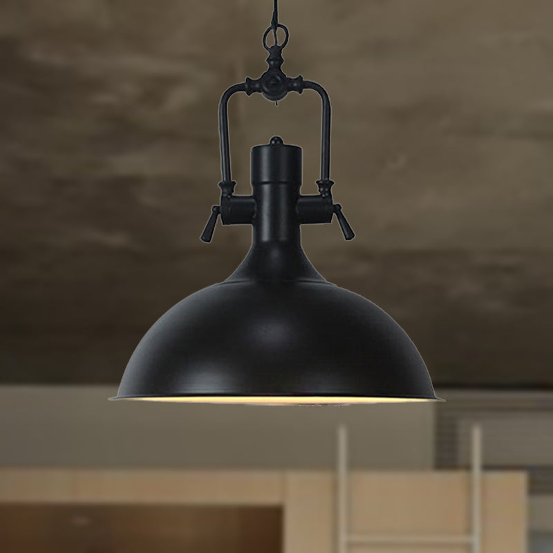 Domed Metallic Ceiling Pendant - 11’/14.5’ Width Industrial 1 Head Black / 14.5’