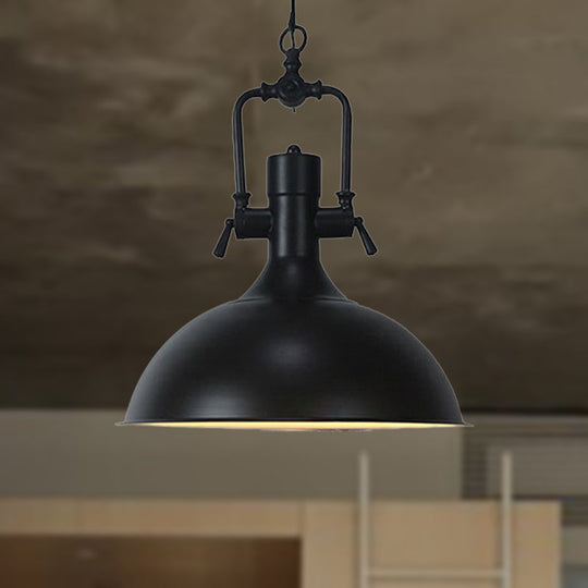Domed Metallic Ceiling Pendant - 11’/14.5’ Width Industrial 1 Head Black / 14.5’