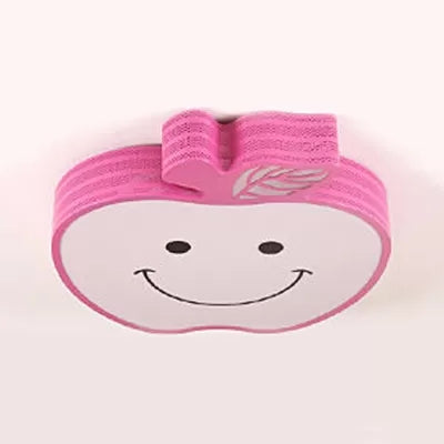 Smiling Apple Kids Ceiling Lamp - Contemporary Flush Mount Light