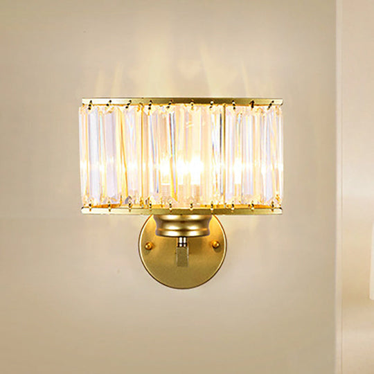 Modern Clear Crystal Wall Lamp With Gold Finish - Perfect For Hallway Lighting