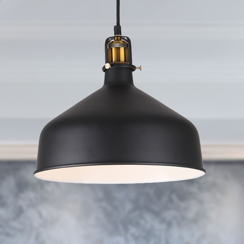 Retro Stylish 1-Bulb Pendant Light: 8’/12’ Width With Barn Shade Metal Ceiling Fixture For