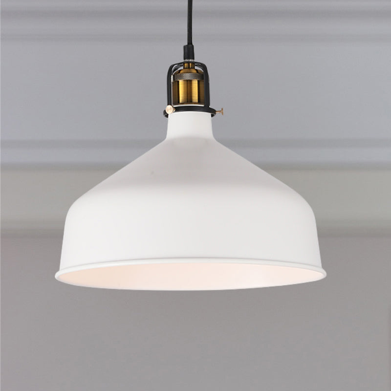 Retro Stylish 1-Bulb Pendant Light: 8’/12’ Width With Barn Shade Metal Ceiling Fixture For