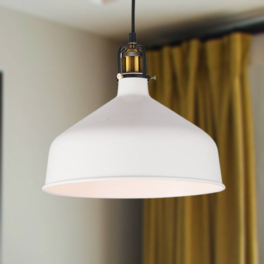 Retro Stylish 1-Bulb Pendant Light: 8’/12’ Width With Barn Shade Metal Ceiling Fixture For