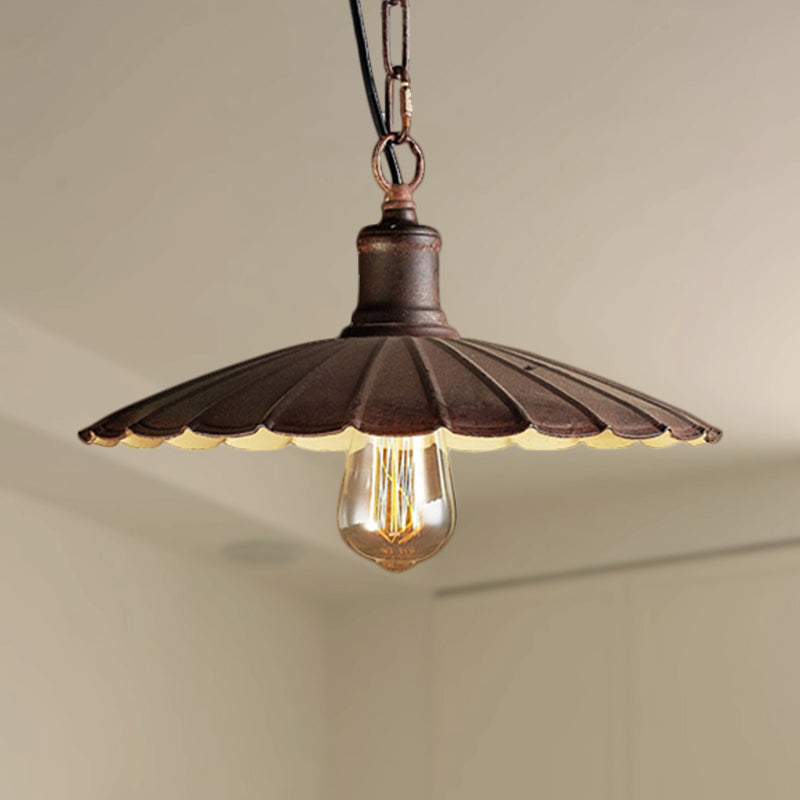 Wrought Iron Rust Suspension Light - Antique Style Pendant Ceiling For Restaurant 1 10’/12’/14’ Dia