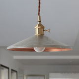 Rustic Saucer Shade Pendant Light With Adjustable Cord In Silver/Red/Blue