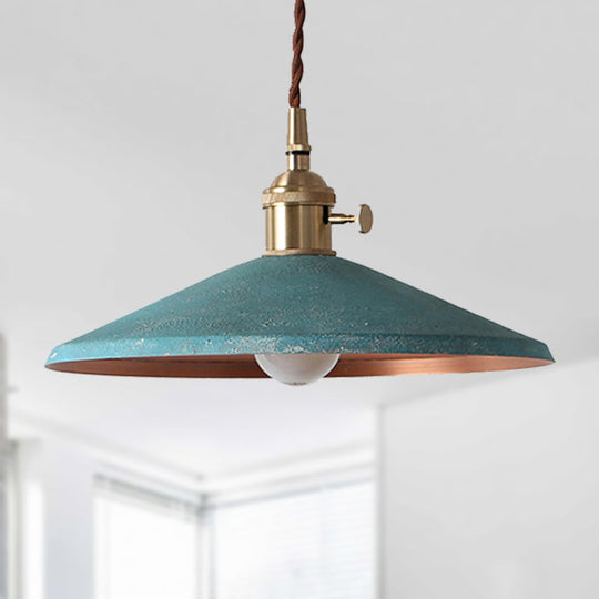 Rustic Saucer Shade Pendant Light With Adjustable Cord - Silver/Red/Blue Blue