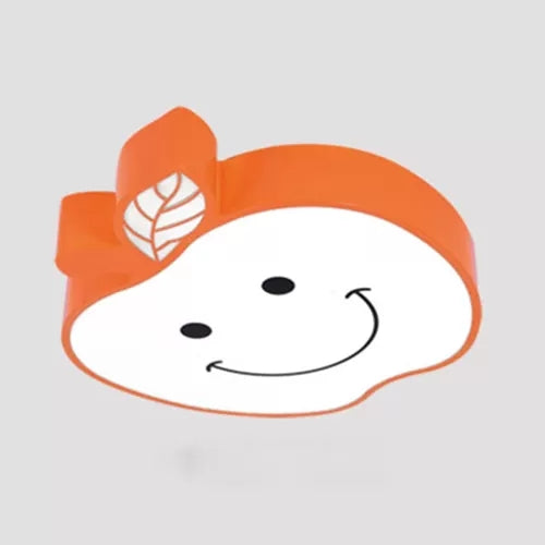 Darling Smiling Apple Ceiling Light For Child’s Bedroom - Acrylic Metal Flush Mount Orange