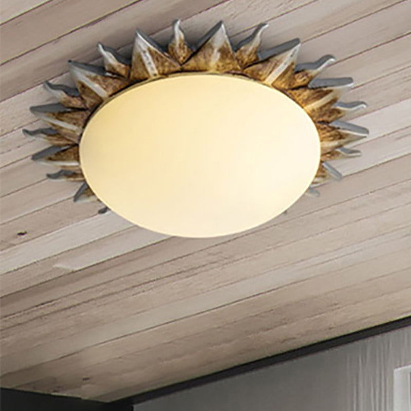 Vintage Black Sunburst Ceiling Light With Opal Glass For Living Room - 9’/15’ Wide White / 9’