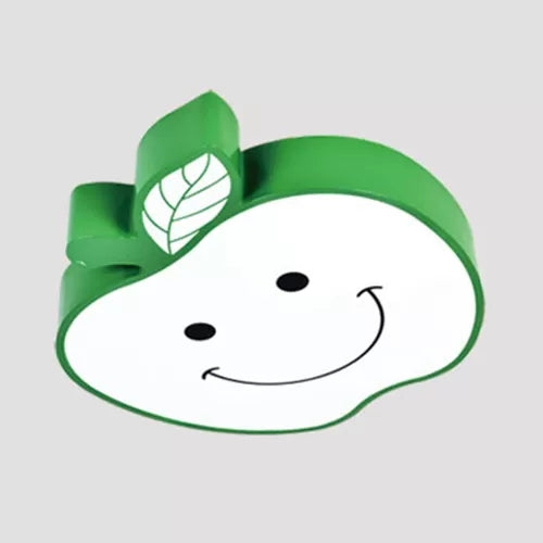 Darling Smiling Apple Ceiling Light For Child’s Bedroom - Acrylic Metal Flush Mount Green