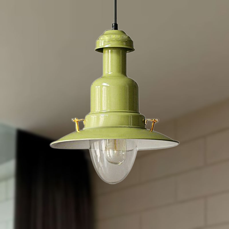 Blue And Yellow Metallic Pendant Ceiling Light For An Industrial Stylish Living Room