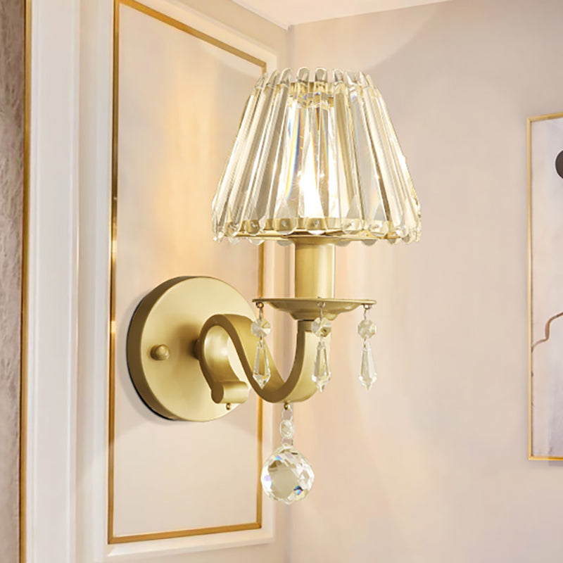 Modern Style Black/Gold Finish Crystal Shade Wall Sconce For Living Room Gold
