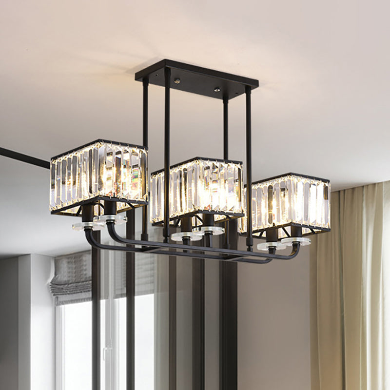 Vintage Prismatic Crystal Chandelier - 6/8 Lights Black Hanging Light For Living Room 6 /