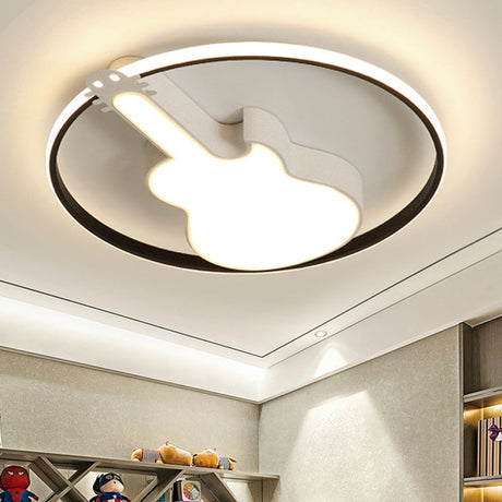 Candy - Colored Guitar Acrylic Flush Mount Led Ceiling Light For Game Rooms White / 18’