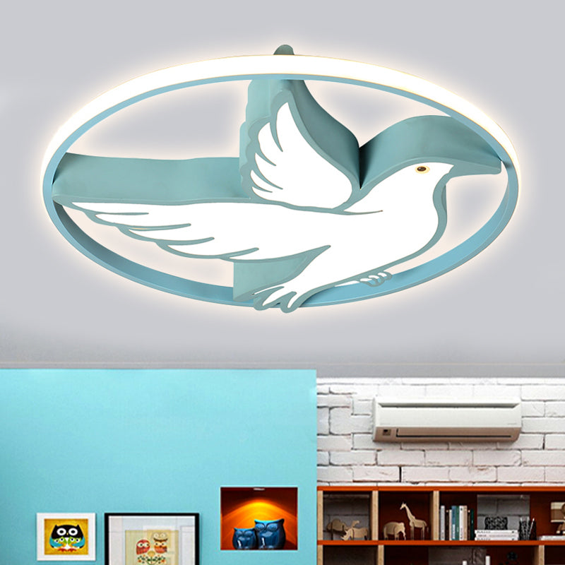 Peace Pigeon Acrylic Ceiling Light With Led Ring: Perfect For Living Rooms And Animal Lovers Blue /