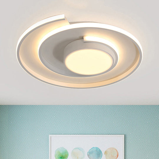 Modern Swirl Led Ceiling Lamp For Energy - Saving Study Room Lighting White / 16.5’