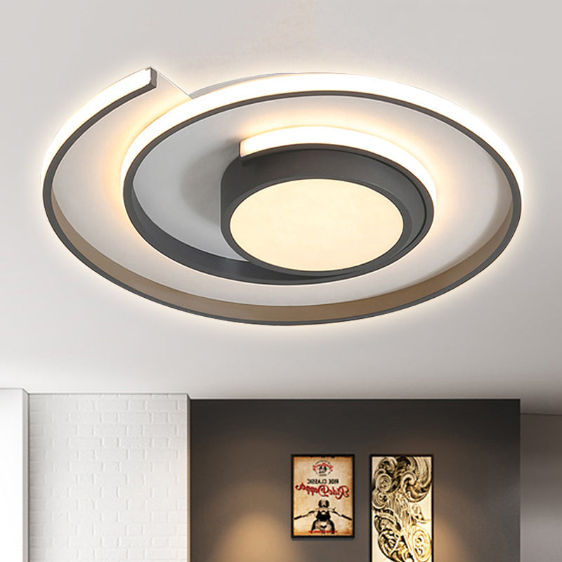 Modern Swirl Led Ceiling Lamp For Energy-Saving Study Room Lighting Grey / 16.5 White