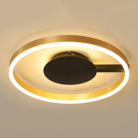 Gold Acrylic Led Flush Ceiling Light For Study Room / 16’ White