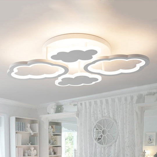 Modern White Acrylic Led Ceiling Light For Bedroom - Floating Cloud Flush Mount / 20.5’ Warm
