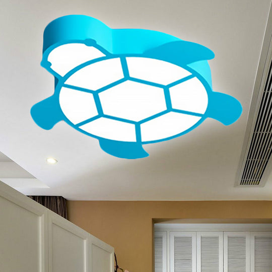 Cartoon Turtle Kindergarten Ceiling Light - Acrylic Flush Mount Fixture