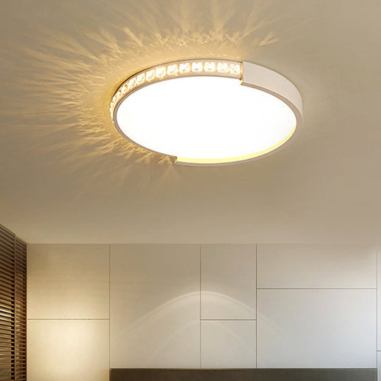 Modern White Acrylic Circle Flush Mount Ceiling Light For Kitchen / 16.5’ Warm