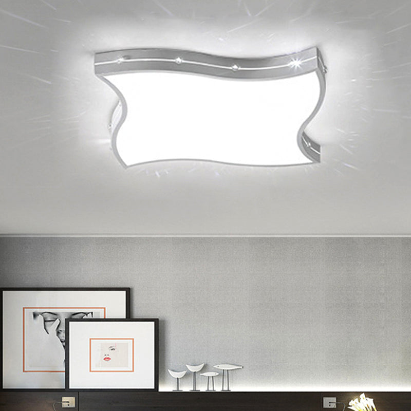 Modern Led Monochromatic Flush Mount Ceiling Light In White For Bedroom / 18
