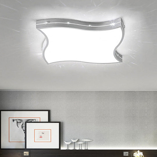 Modern Led Monochromatic Flush Mount Ceiling Light In White For Bedroom / 18