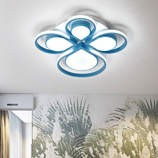 Modern Acrylic Flower Ceiling Light Fixture For Living Rooms - Flush Mount Blue / 19.5 Warm