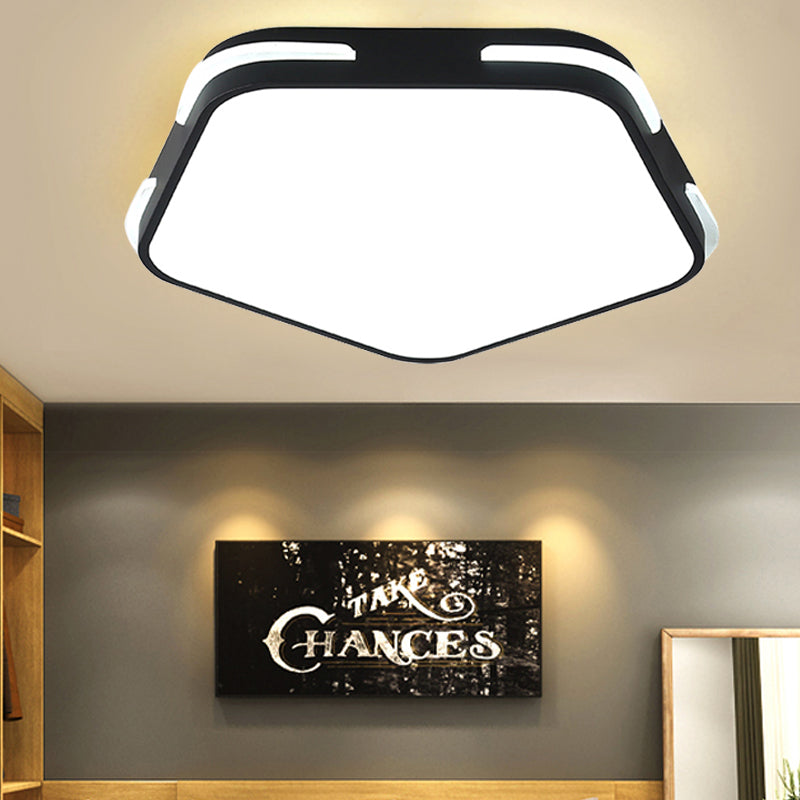 Simple Acrylic Pentagon Ceiling Light For Living Room Flush Mount Black / 16 Remote Control Stepless
